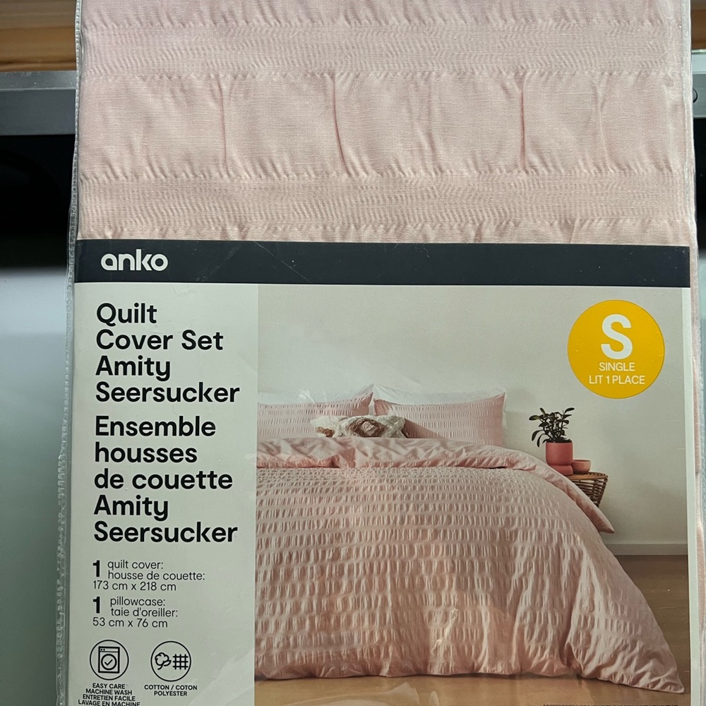 Pink Duvet Cover Seersucker